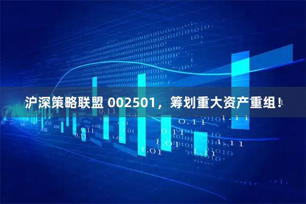 沪深策略联盟 002501，筹划重大资产重组！